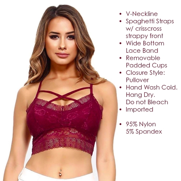 Semi Sheer Lace Bralette
with Front X Detail - Picture 2 of 10